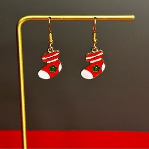 Festive Holiday Theme Christmas Stocking Earrings